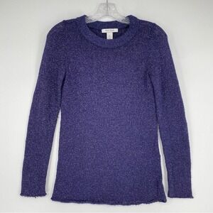 White House Black Market Sweater Ribbed Knit Metallic‎ Glitter Pulllover Stretch